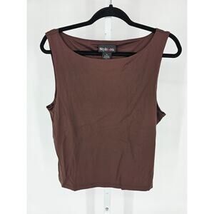 Style & Co Womens Sz XL Wide Neck Sleeveless Tank Top Dark Brown